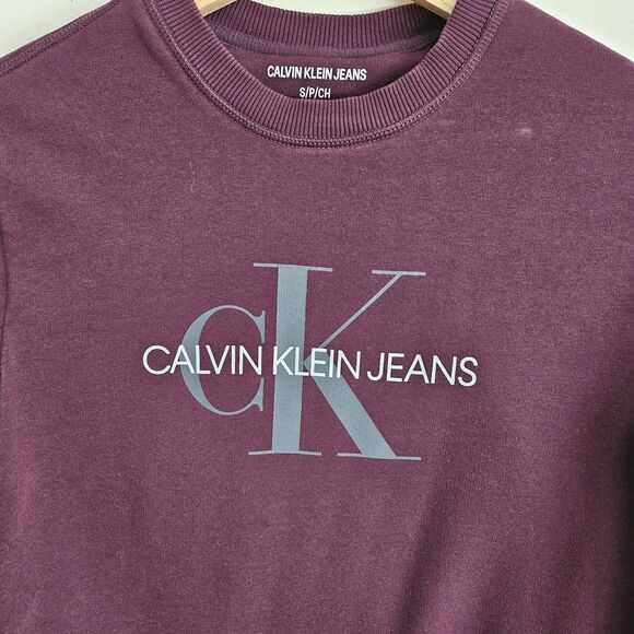 Calvin Klein Purple Gray Long Sleeve Crew Neck Sweatshirt size Small - Picture 4 of 7